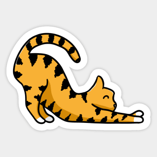 2D ginger cat stretching Sticker